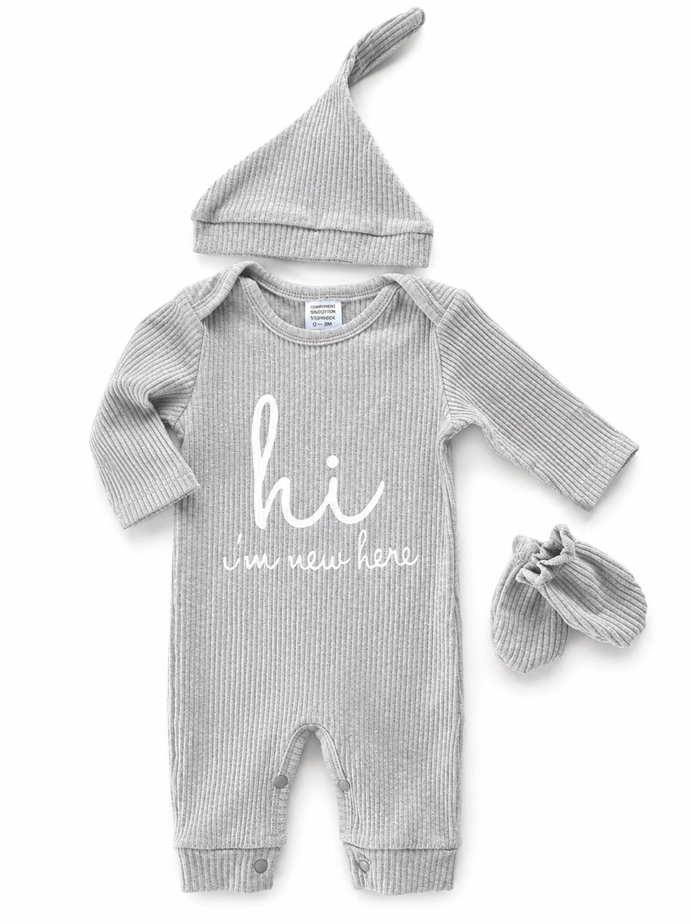 NWOT Baby Ribbed Knit One-Piece Romper Set - Gray
